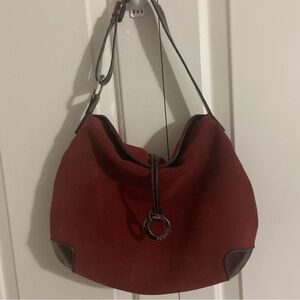 Equipage Paris Burgundy and brown suede bag/genuine leather and faux crocodile